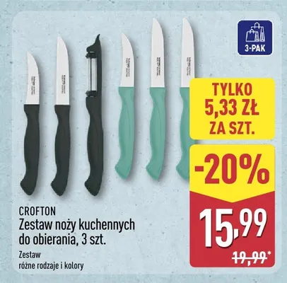 Zestaw noży kuchennych do obierania Crofton promocja w Aldi