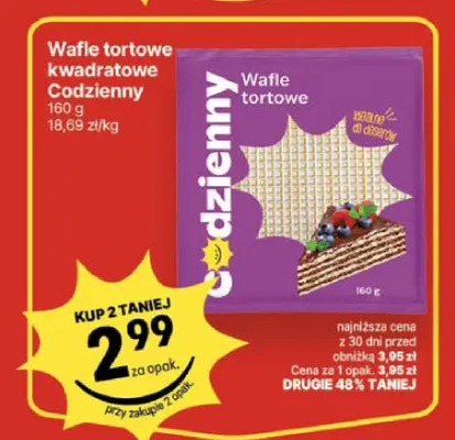 Wafle tortowe kwadratowe Codzienny promocja w Delikatesy Centrum
