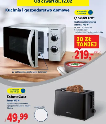 Kuchenka mikrofalowa srebrna SilverCrest 700 W promocja w Lidl