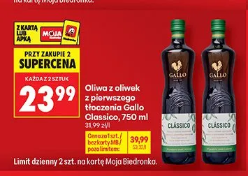 Oliwa z oliwek z pierwszego tłoczenia Gallo Classico promocja w Biedronka