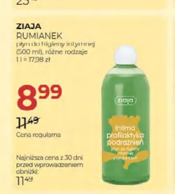 Płyn do higieny intymnej Ziaja Rumianek promocja w Drogerie Jawa