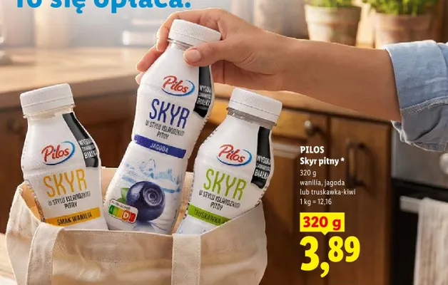 Skyr pitny truskawka-kiwi Pilos promocja w Lidl