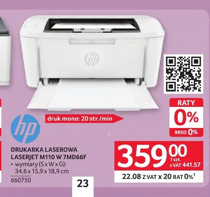Drukarka laserowa LaserJet M110 w 7MD66F Hp promocja w Selgros