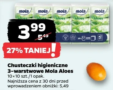 Chusteczki higieniczne 3-warstwowe Aloes promocja w Netto