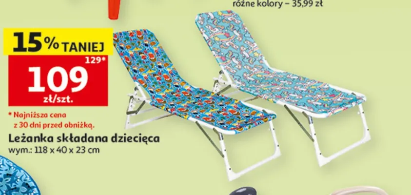 Leżanka składana dziecięca 118x40x23cm promocja w Auchan