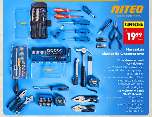 Narzędzia i akcesoria warsztatowe Niteo promocja w Biedronka
