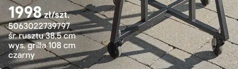 Stół zestaw rusztu 38.5 cm wys. grilla 108 cm czarny promocja w Castorama