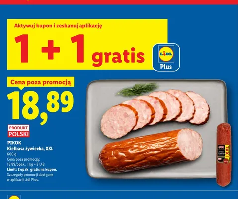 Kiełbasa żywiecka Pikok XXL promocja w Lidl