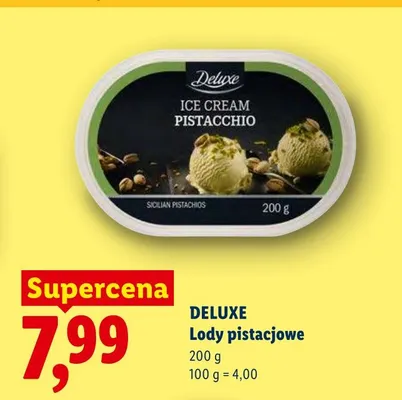 Lody pistacjowe Deluxe promocja w Lidl