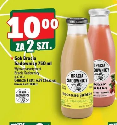 Sok Bracia Sadownicy letnie jabłko promocja w TOPAZ