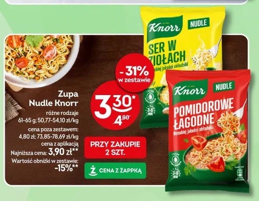 Zupa Nudle Knorr różne rodzaje promocja w Żabka