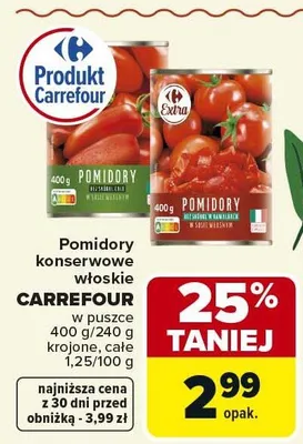 Pomidory konserwowe włoskie całe CARREFOUR promocja w Carrefour