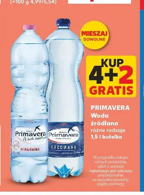 Woda źródlana Primavera niegazowana promocja w Kaufland