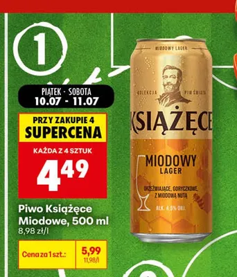 Piwo Książęce Miodowe promocja w Biedronka