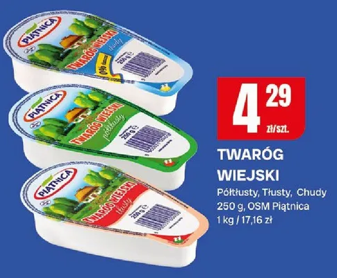 Twaróg wiejski półtłusty, tłusty, chudy promocja w Chorten