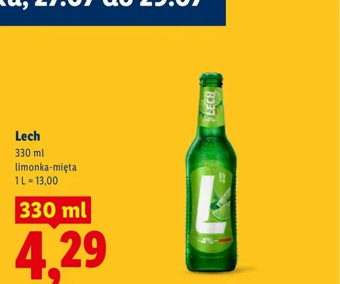 Piwo Lech limonka-mięta promocja w Lidl