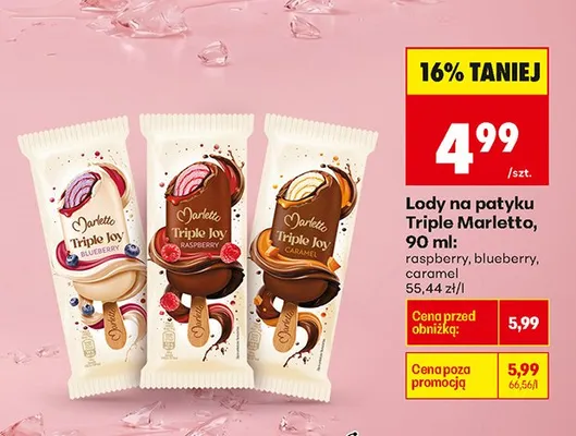 Lody na patyku Marletto Triple Joy Caramel 90 ml promocja w Biedronka