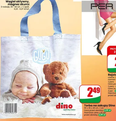 Torba na zakupy Dino 35x35x20cm promocja w Dino