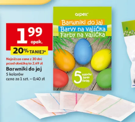 Barwinki do jaj 5 kolorów promocja w Auchan