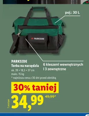 Torba na narzędzia PARKSIDE ok. 39x18,5x37cm promocja w Lidl