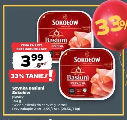 Szynka Basiuni plastry Sokołów promocja w Netto
