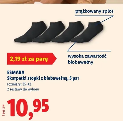 Skarpetki stopki z biobawełną, 5 par promocja w Lidl