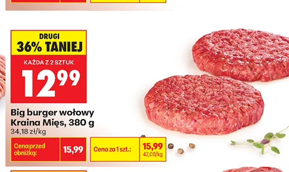 Big burger wołowy Kraina Mięs promocja w Biedronka