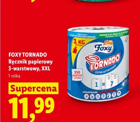 Ręcznik papierowy Foxy Tornado 3-warstwowy XXL promocja w Lidl