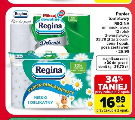 Papier toaletowy Regina Aloes 12-pak promocja w Carrefour