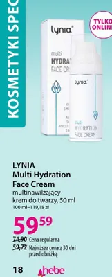 Krem do twarzy multinawilżający Lynia Multi Hydration Face Cream promocja w Hebe