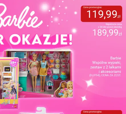 Barbie Wspólne wypieki zestaw z 2 lalkami i akcesoriami HJY94 promocja w Smyk