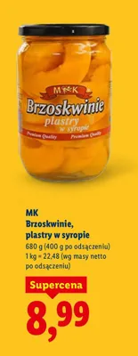 Brzoskwinie plastry w syropie promocja w Lidl