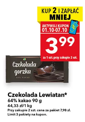 Czekolada Lewiatan 64% kakao promocja w LEWIATAN