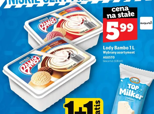 Lody Bambo waniliowo-czekoladowe Augusto promocja w TOPAZ