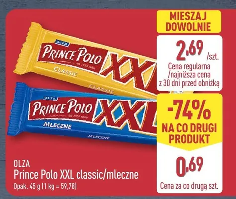 Wafel Prince Polo XXL classic promocja w Aldi