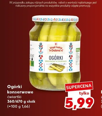 Ogórki konserwowe ćwiartki Stąd takie Dobre! promocja w Kaufland