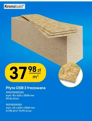 Płyta OSB 3 frezowana 18x625x2500 mm Kronobuild promocja w Castorama