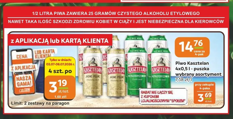 Piwo Kasztelan Jasne Pełne 4-pak promocja w Społem Częstochowa
