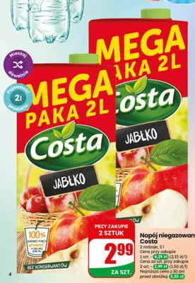 Napój niegazowany Costa Jabłko promocja w Dino