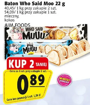 Baton Who Said Moo 22 g mleczny, kokos promocja w Prim Market
