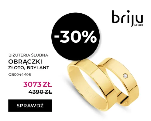 Obrączki ślubne złoto brylant promocja w Briju