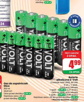 Baterie alkaliczne E-Volt AAA LR03, AA LR6 promocja w Dino