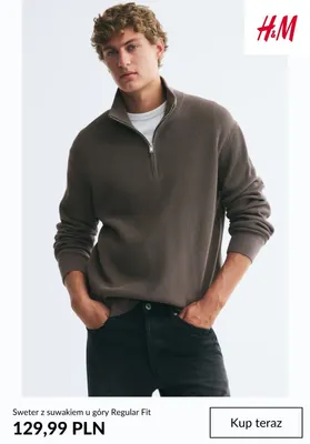 Sweter z suwakiem u góry Regular Fit H & M promocja w H&M
