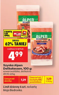 Szynka szwarcwaldzka Alpen Delikatessen promocja w Biedronka
