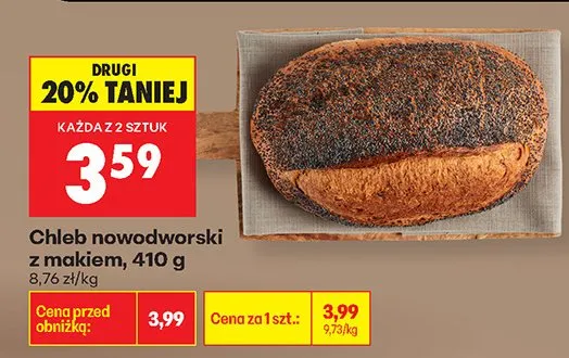 Chleb nowodworski z makiem promocja w Biedronka