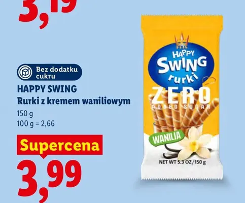 Rurki z kremem waniliowym Happy Swing promocja w Lidl