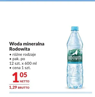 Woda mineralna Rodowita promocja w Makro