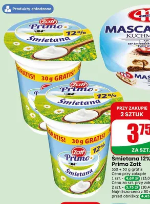 Śmietana Primo Zott 12% promocja w Dino