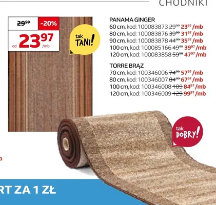 Chodnik Panama Ginger szerokość 60 cm promocja w Komfort