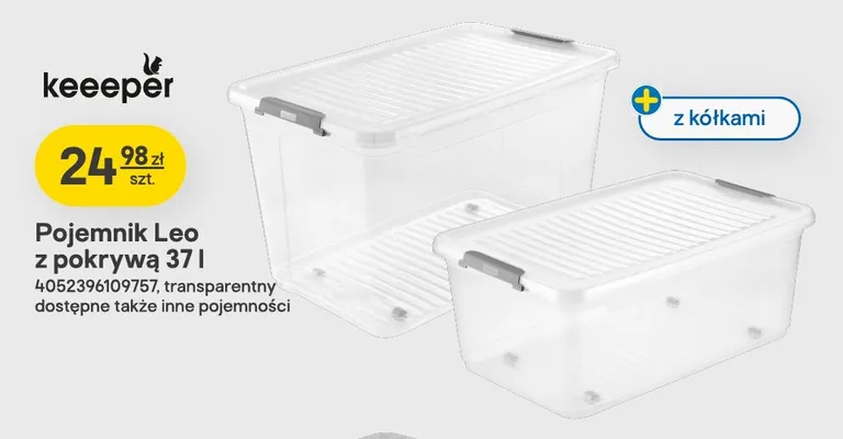 Pojemnik Leo z pokrywą keeeper 37 l promocja w Castorama